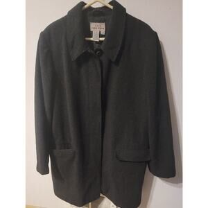 Eddie Bauer AKA Womens Long Jacket Wool/Alpaca Button Front Y2K Gray Pockets